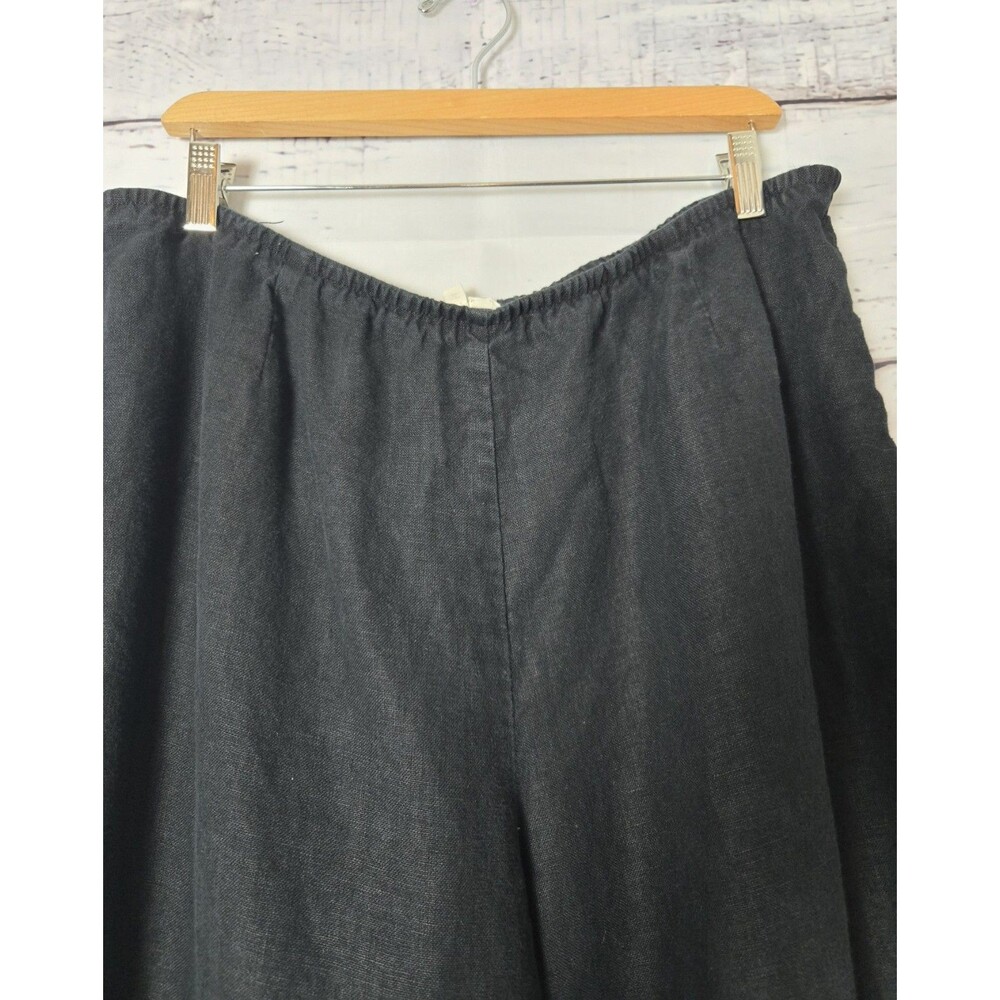 Eileen Fisher Womens Pants Size 1X Black 100% Linen Elastic Waist Cropped Plus - Picture 4 of 10